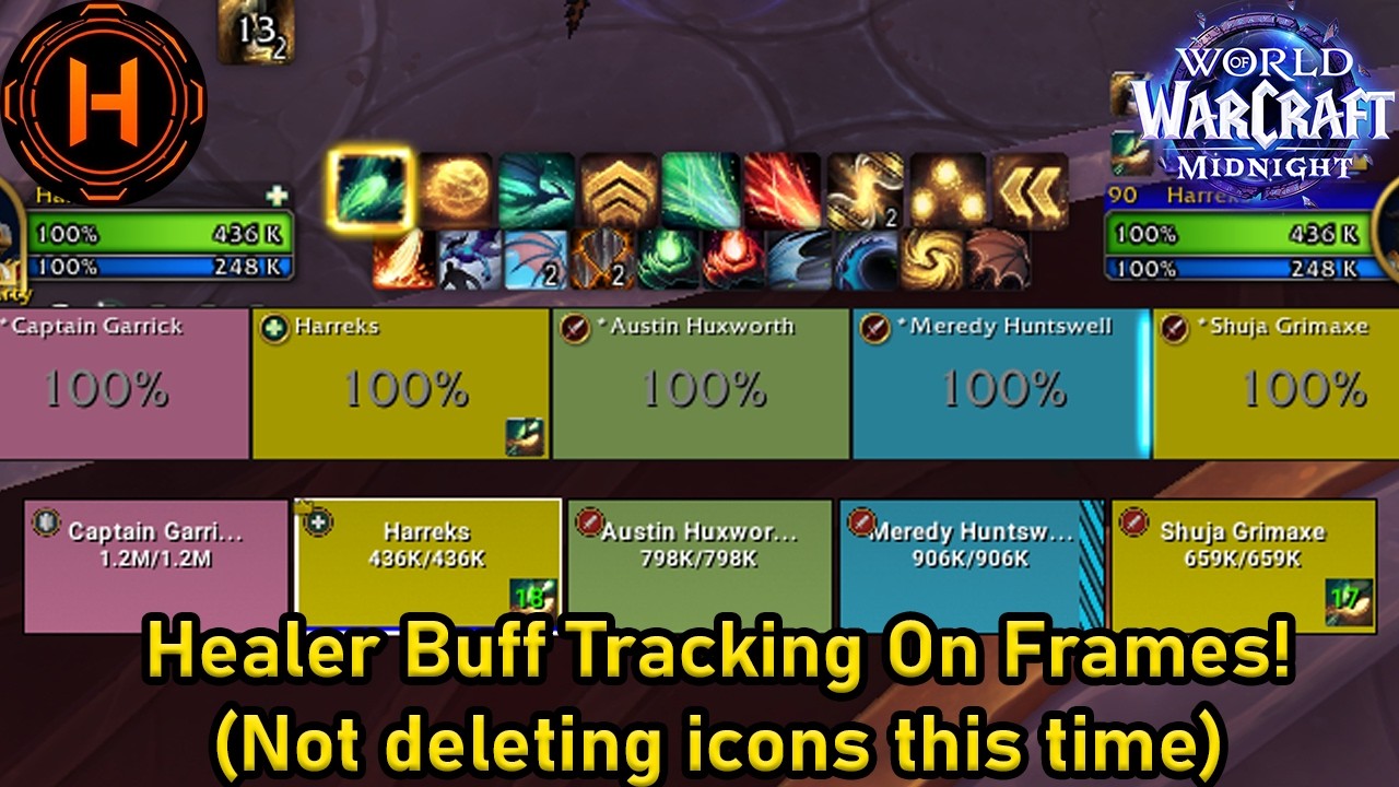 Как отслеживать некоторые баффы хила на рейд-фреймах в Midnight с помощью аддона Harreks Raid Frames