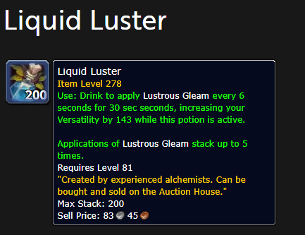 Зелье жидкого лоска (Liquid Luster Potion) получило мощный бафф в хотфиксе